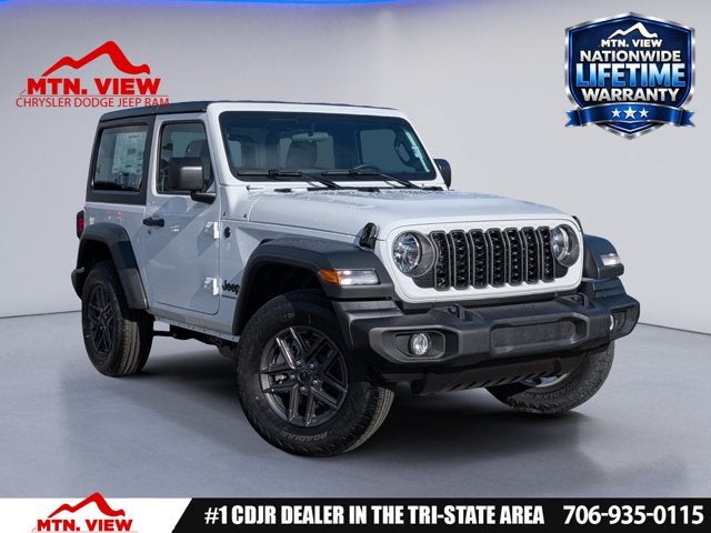 2026 Jeep Wrangler Sport in Bright White Clear-Coat Exterior Paint — front three-quarter view