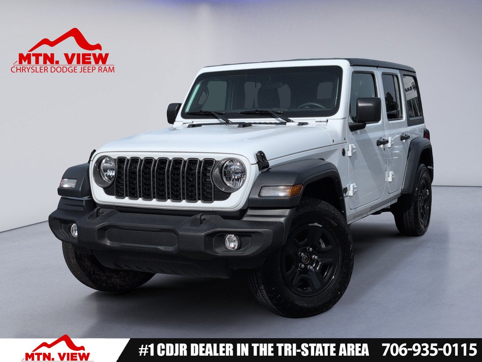 2025 Jeep Wrangler Sport in Bright White Clearcoat — front three-quarter view