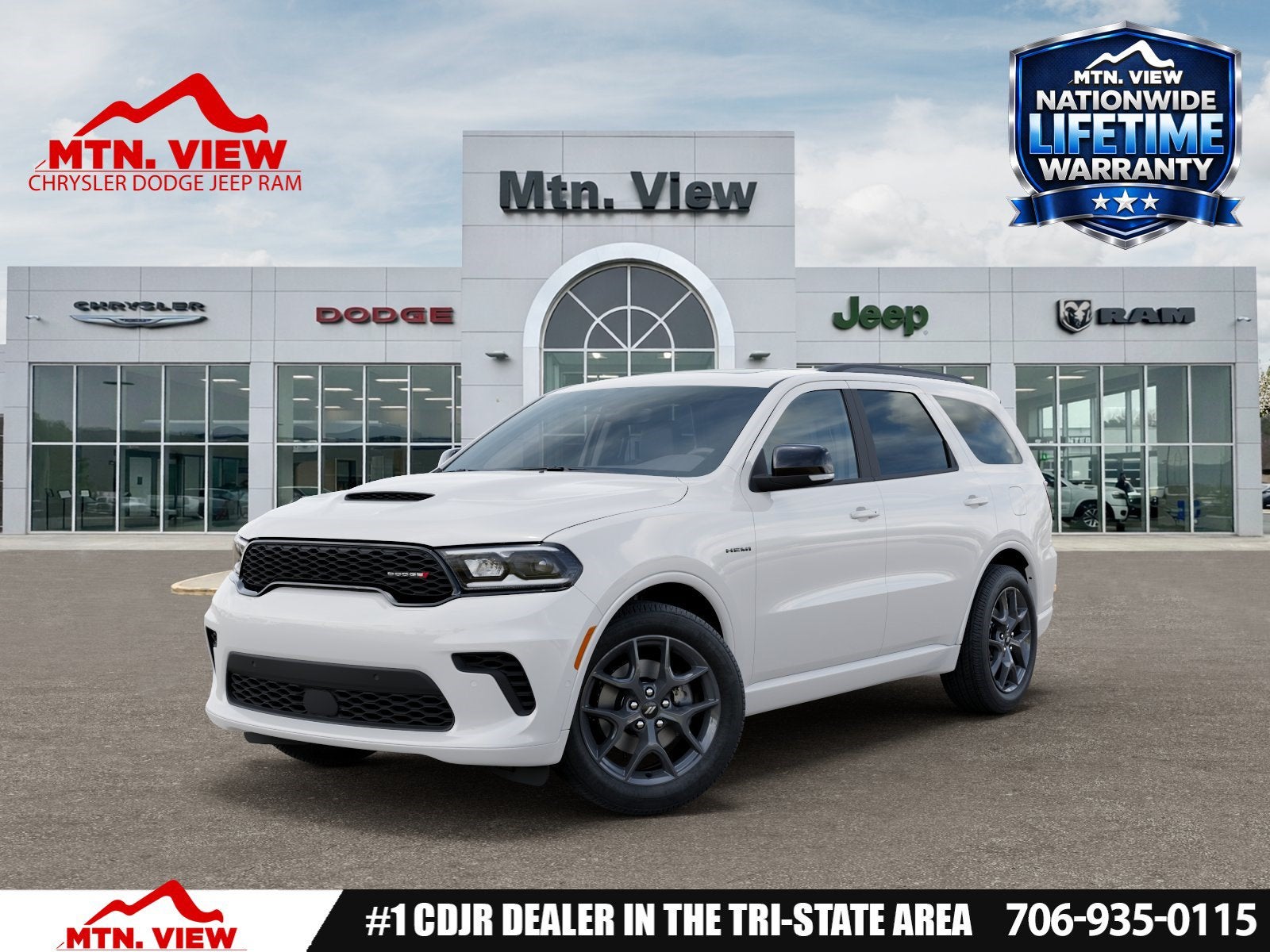 2026 Dodge Durango GT Plus HEMI V8 in White Knuckle Clear-Coat Exterior Paint — front three-quarter view