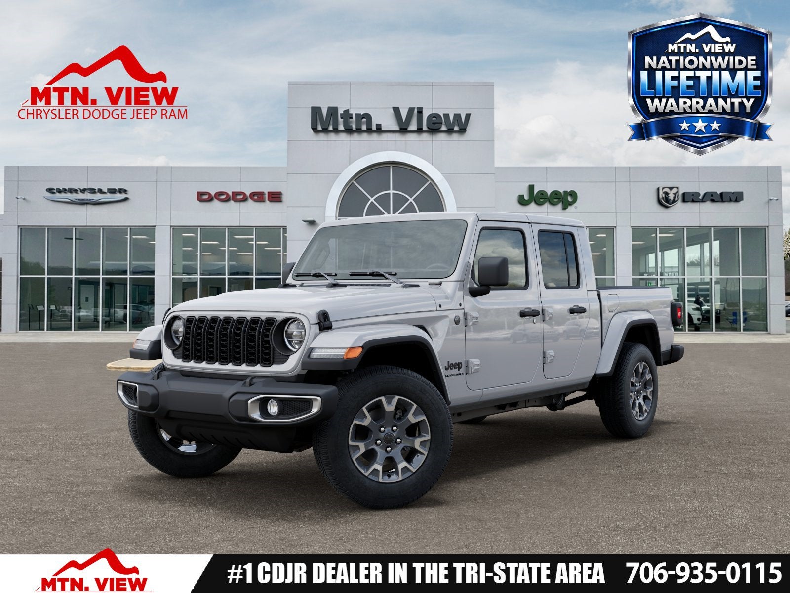 2026 Jeep Gladiator Sahara in Bright White Clear-Coat Exterior Paint — front three-quarter view