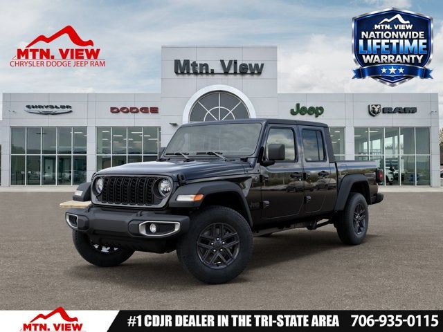 2026 Jeep Gladiator Sport in Black Clear-Coat Exterior Paint — front three-quarter view