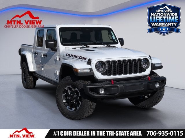 2026 Jeep Gladiator Rubicon X in Bright White Clear-Coat Exterior Paint — front three-quarter view