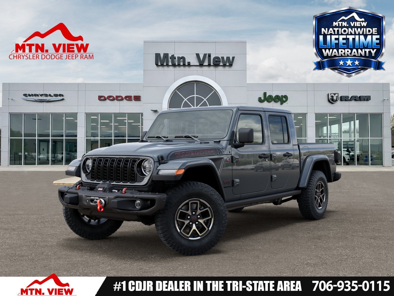 2026 Jeep Gladiator Shadow Ops in Anvil Clear-Coat Exterior Paint — front three-quarter view