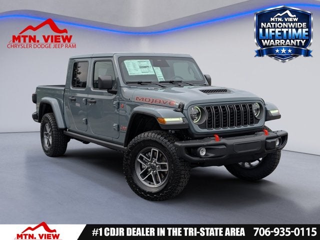 2026 Jeep Gladiator Mojave X in Anvil Clear-Coat Exterior Paint — front three-quarter view