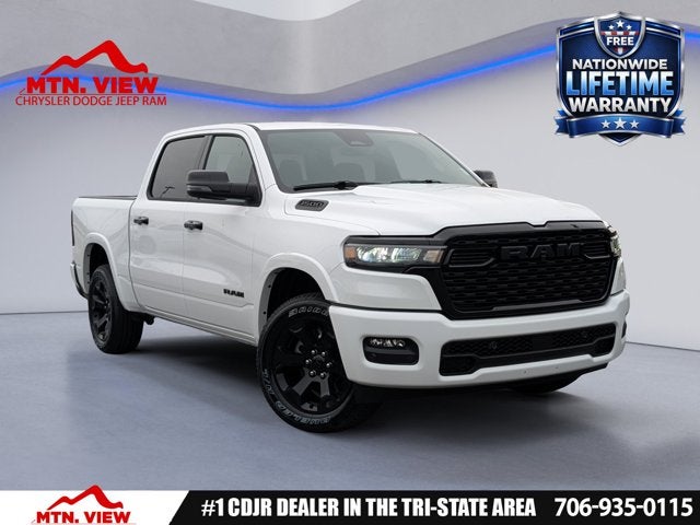 2026 RAM 1500 Lone Star in Bright White Clear-Coat Exterior Paint — front three-quarter view