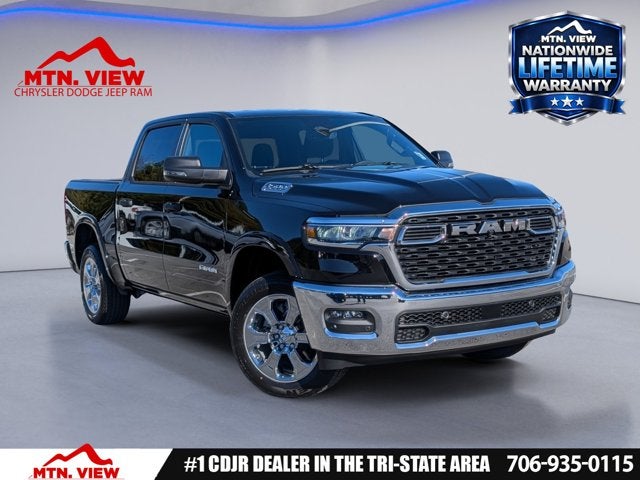 2026 RAM 1500 Big Horn in Diamond Black Crystal Pearl-Coat Exterior Paint — front three-quarter view