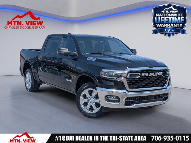 2026 RAM 1500 Big Horn in Diamond Black Crystal Pearl-Coat Exterior Paint — front three-quarter view