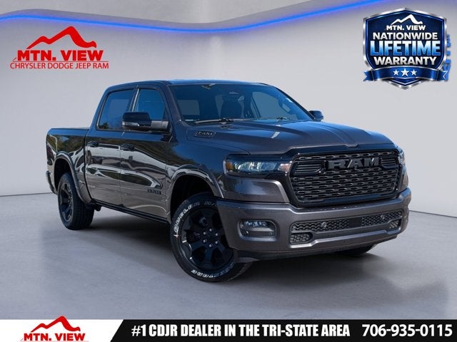 2026 RAM 1500 Big Horn in Granite Crystal Metallic Clear-Coat Exterior Paint — front three-quarter view
