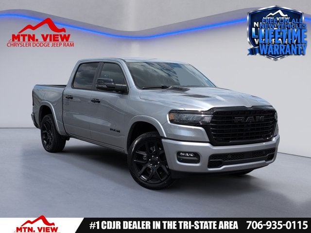 2026 RAM 1500 Laramie in Billet Silver Metallic Clear-Coat Exterior Paint — front three-quarter view