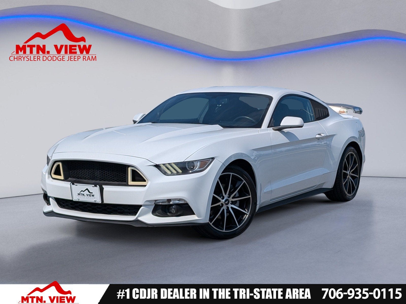 2017 Ford Mustang EcoBoost in Oxford White — front three-quarter view