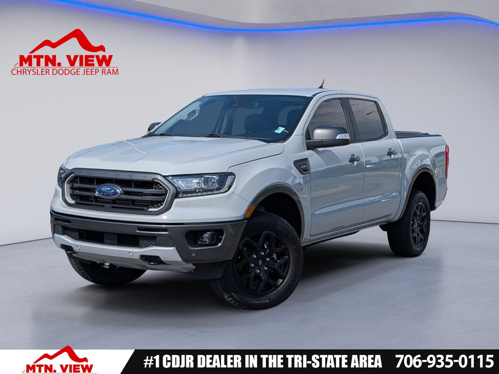 2022 Ford Ranger Lariat in Avalanche — front three-quarter view
