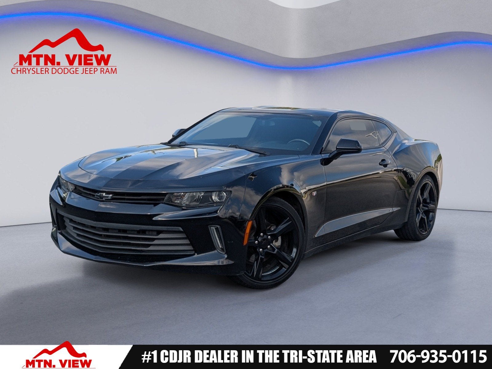 2017 Chevrolet Camaro 1LT in Black — front three-quarter view