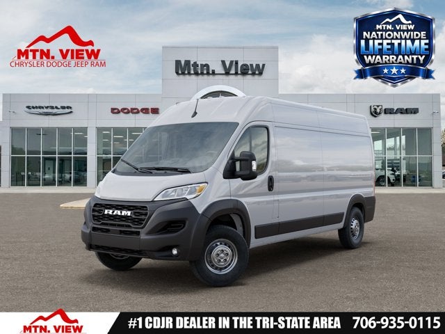 2026 RAM ProMaster Cargo Van Tradesman in Bright White Clear-Coat Exterior Paint — front three-quarter view