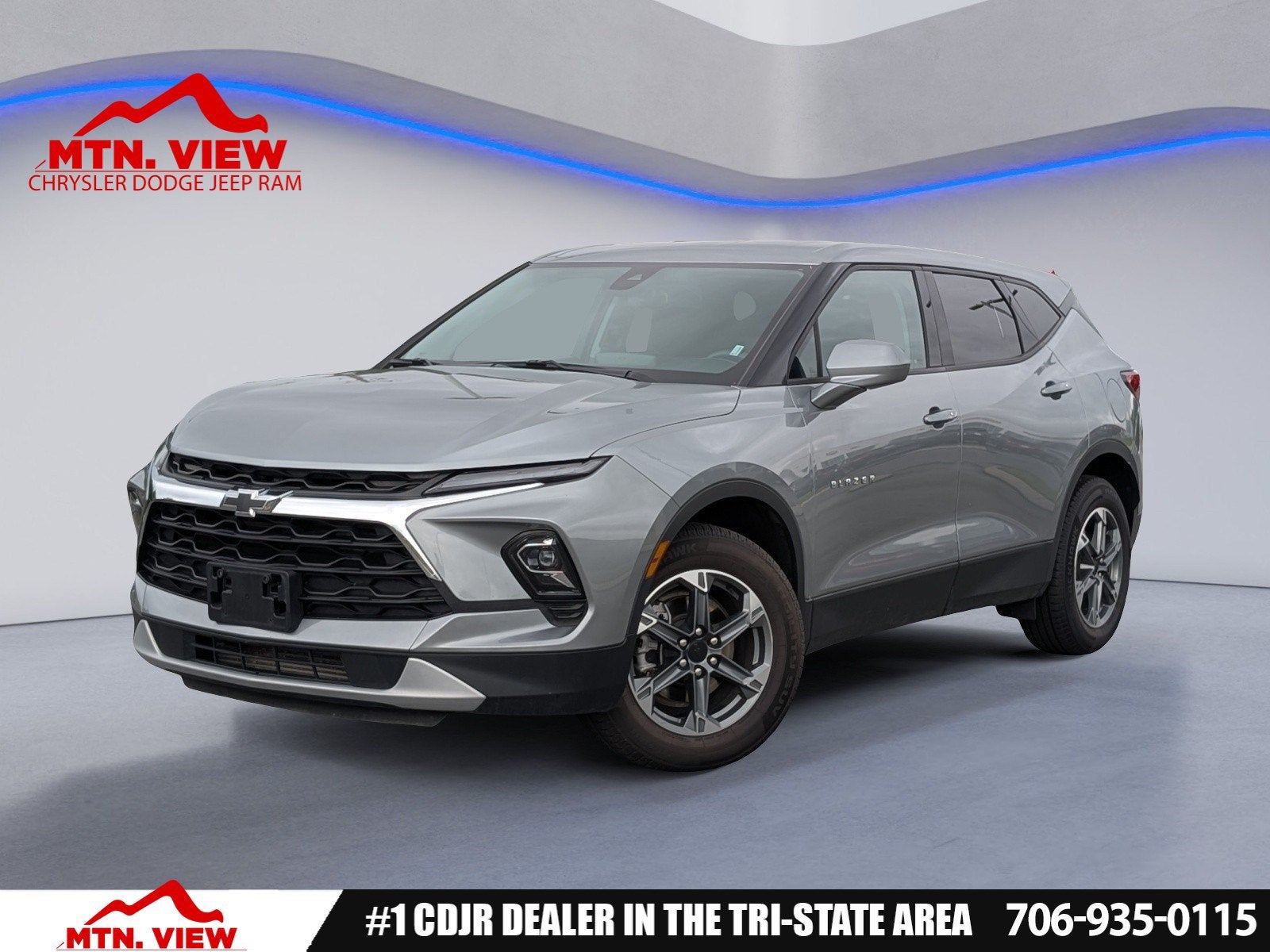 2025 Chevrolet Blazer LT in Sterling Gray Metallic — front three-quarter view