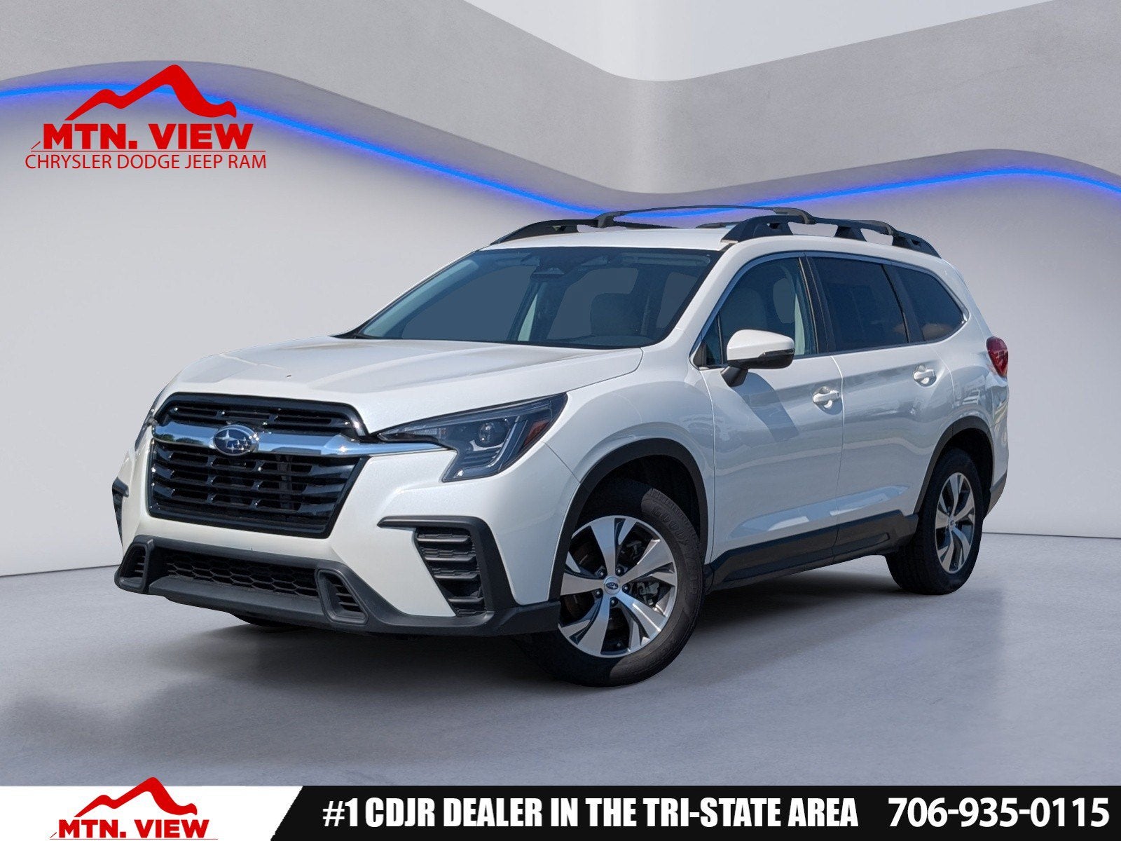 2023 Subaru Ascent Premium in Crystal White Pearl — front three-quarter view