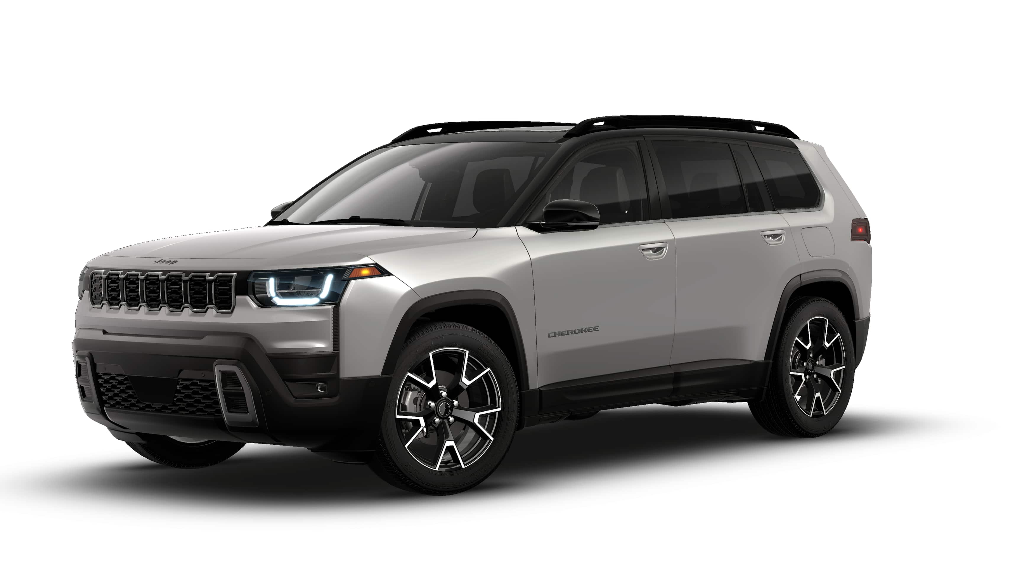 2026 Jeep Cherokee CHEROKEE OVERLAND 4X4 in Sting-Gray Clear-Coat Exterior Paint — front three-quarter view