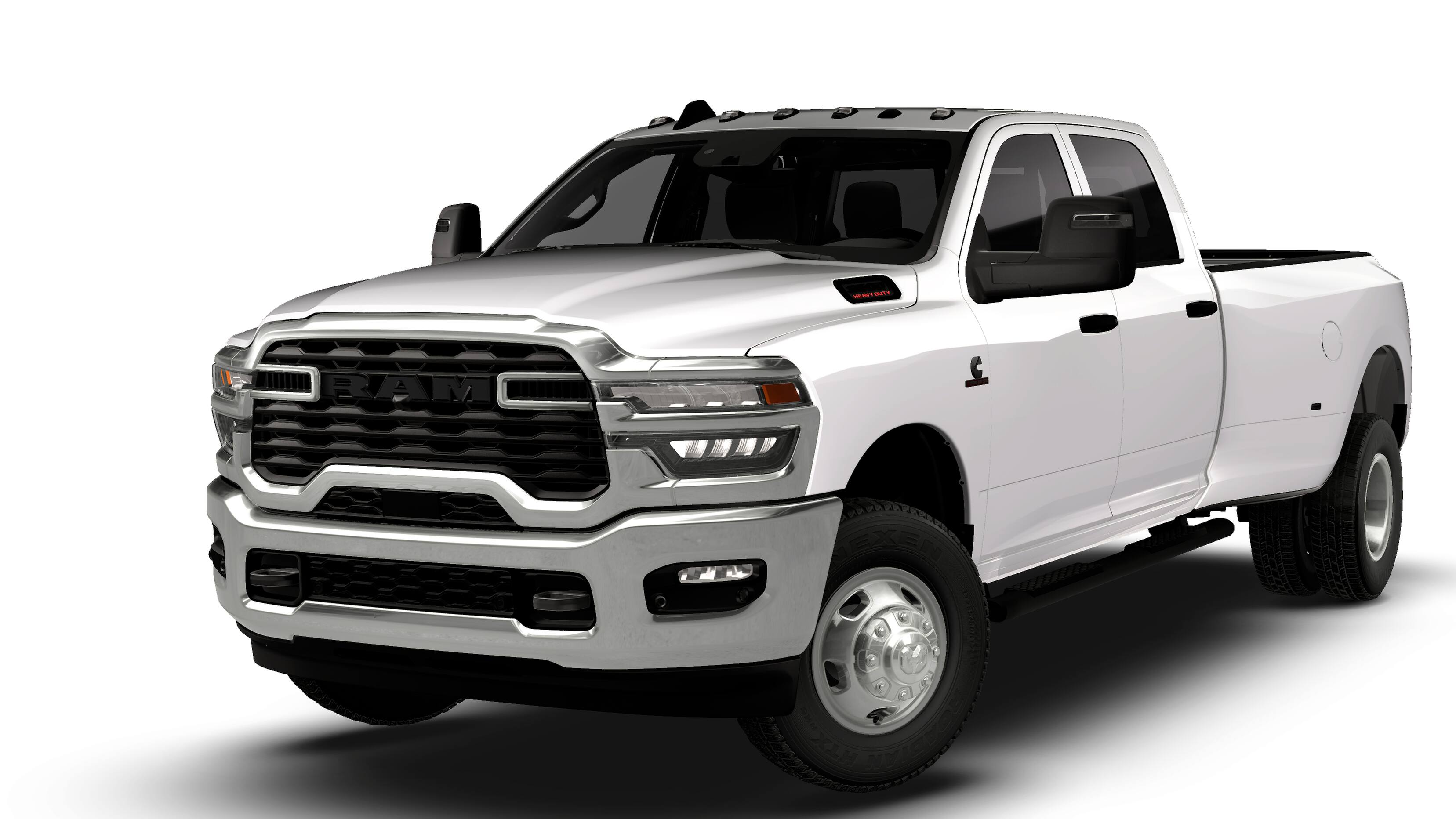 2026 RAM 3500 RAM 3500 TRADESMAN CREW CAB 4X4 8' BOX in Bright White Clear-Coat Exterior Paint — front three-quarter view